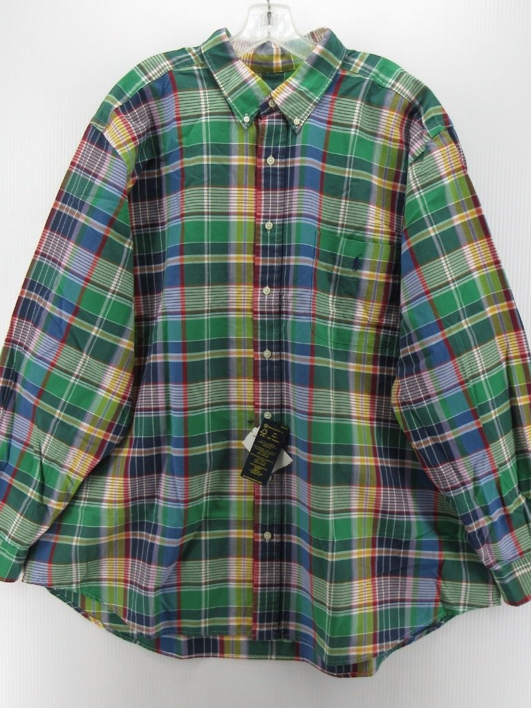 Polo Ralph Lauren Shirt 2xb Big Button Down Madras Plaid Pony Preppy